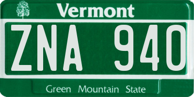 VT license plate ZNA940