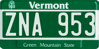 VT license plate ZNA953