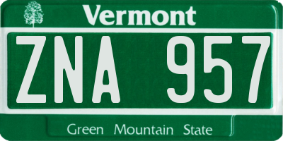 VT license plate ZNA957