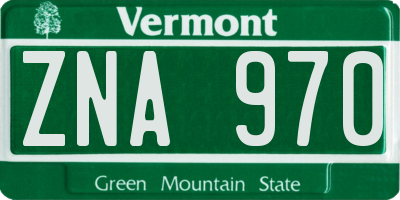 VT license plate ZNA970