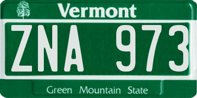 VT license plate ZNA973