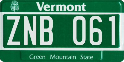 VT license plate ZNB061