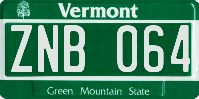 VT license plate ZNB064