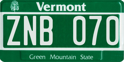 VT license plate ZNB070