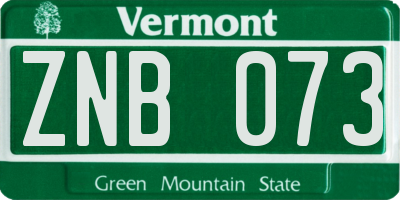 VT license plate ZNB073