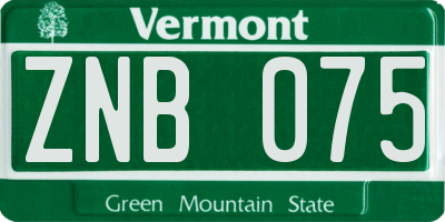 VT license plate ZNB075