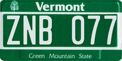 VT license plate ZNB077