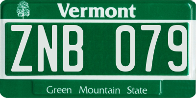 VT license plate ZNB079