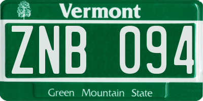 VT license plate ZNB094