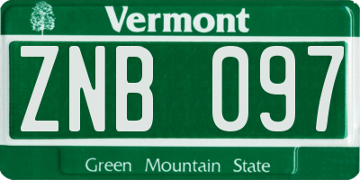 VT license plate ZNB097