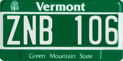 VT license plate ZNB106