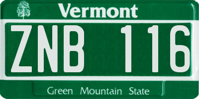VT license plate ZNB116