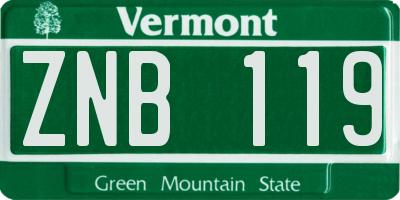 VT license plate ZNB119