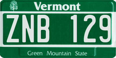 VT license plate ZNB129