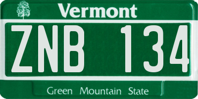 VT license plate ZNB134