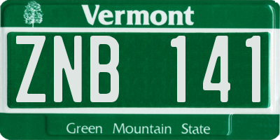 VT license plate ZNB141