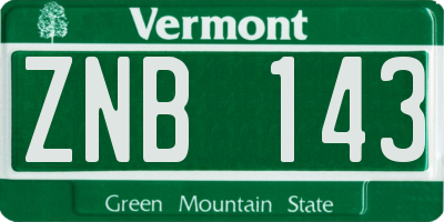 VT license plate ZNB143