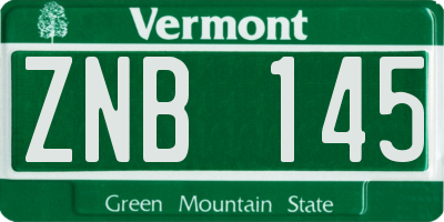 VT license plate ZNB145