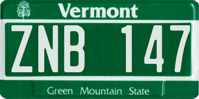 VT license plate ZNB147