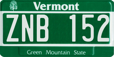 VT license plate ZNB152