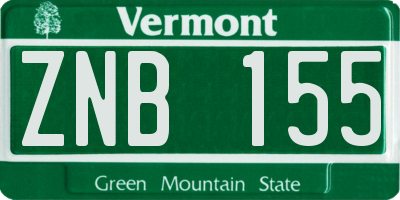 VT license plate ZNB155