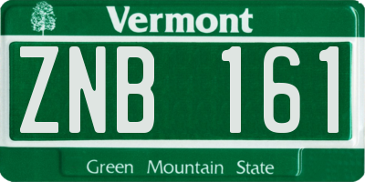 VT license plate ZNB161