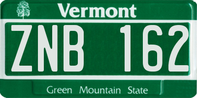 VT license plate ZNB162