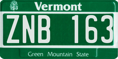 VT license plate ZNB163