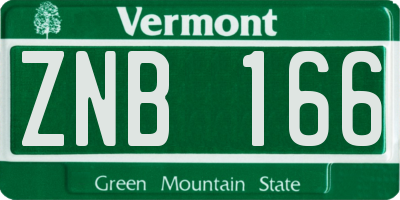 VT license plate ZNB166