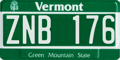 VT license plate ZNB176