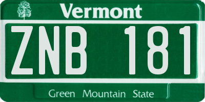 VT license plate ZNB181