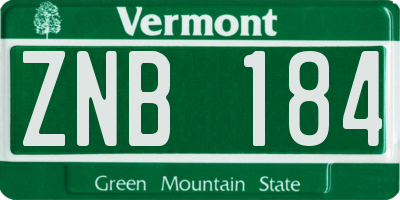 VT license plate ZNB184