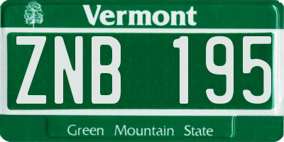 VT license plate ZNB195