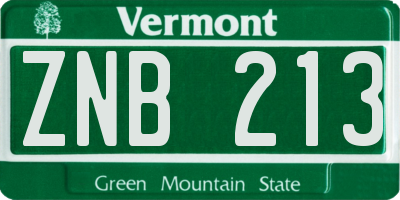 VT license plate ZNB213