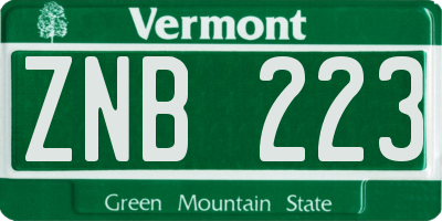 VT license plate ZNB223