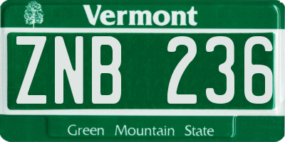 VT license plate ZNB236