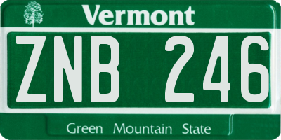 VT license plate ZNB246