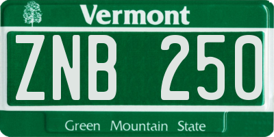 VT license plate ZNB250