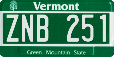 VT license plate ZNB251