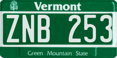 VT license plate ZNB253