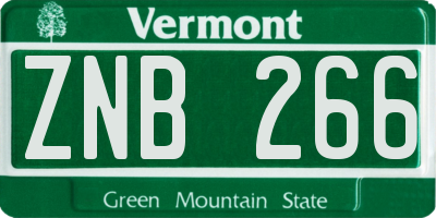 VT license plate ZNB266