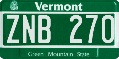 VT license plate ZNB270