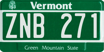 VT license plate ZNB271