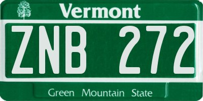 VT license plate ZNB272