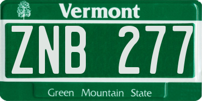 VT license plate ZNB277