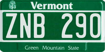 VT license plate ZNB290