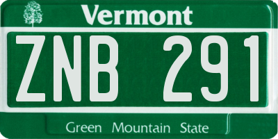 VT license plate ZNB291
