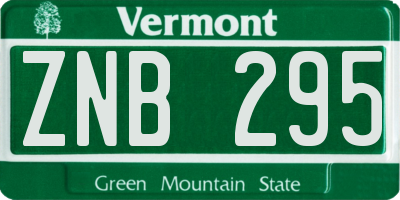 VT license plate ZNB295