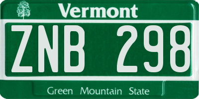 VT license plate ZNB298