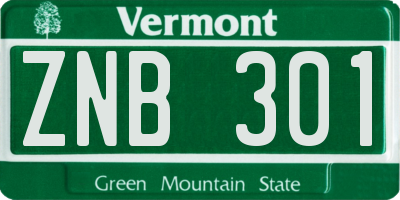 VT license plate ZNB301